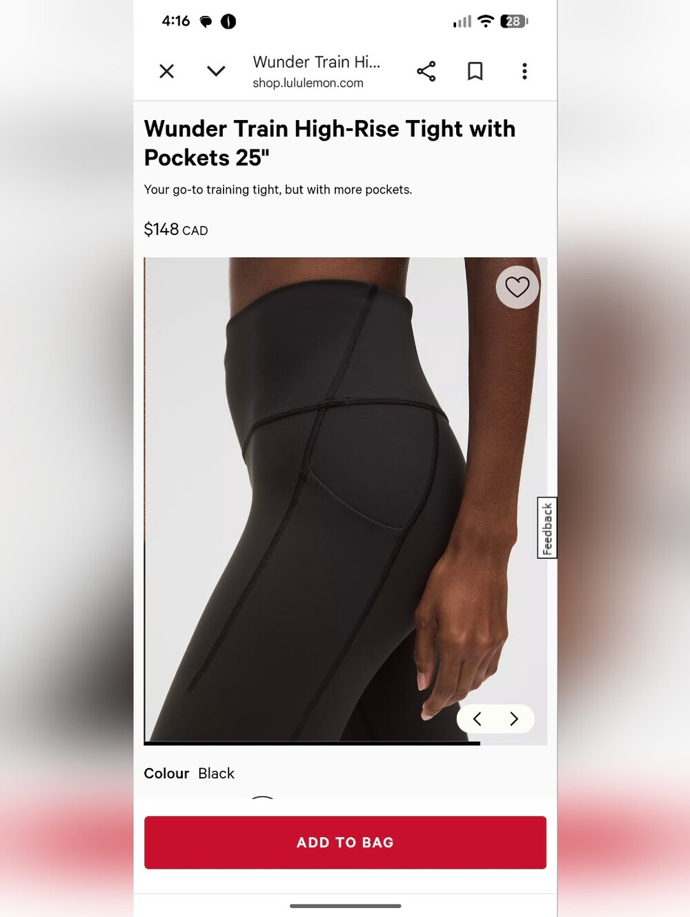 Lululemon Wunder Train With Pockets